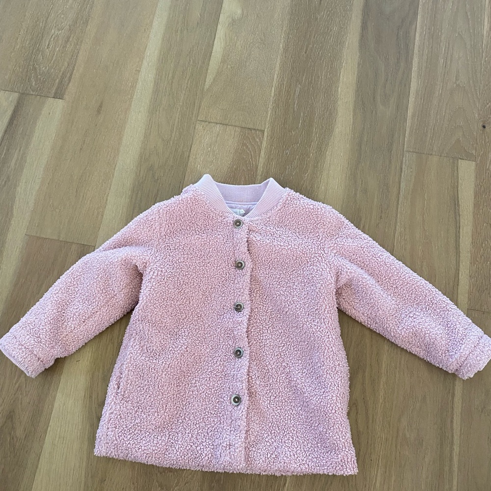 Girls pink high pile fleece jacket Size 5